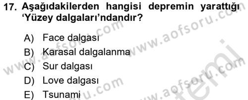 Arama Kurtarma Bilgisi ve Etik Değerler Dersi Ara Sınavı Deneme Sınav Soruları 17. Soru
