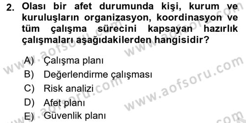 Arama Kurtarma Bilgisi ve Etik Değerler Dersi Ara Sınavı Deneme Sınav Soruları 2. Soru