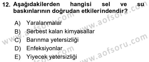 Arama Kurtarma Bilgisi ve Etik Değerler Dersi 2018 - 2019 Yılı Yaz Okulu Sınav Soruları 12. Soru