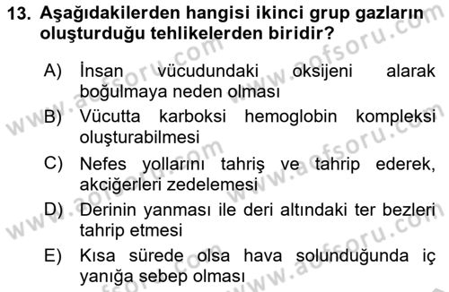 Arama Kurtarma Bilgisi ve Etik Değerler Dersi 2018 - 2019 Yılı Yaz Okulu Sınav Soruları 13. Soru