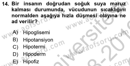 Arama Kurtarma Bilgisi ve Etik Değerler Dersi 2018 - 2019 Yılı Yaz Okulu Sınav Soruları 14. Soru