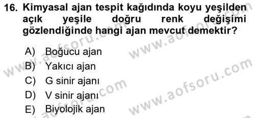 Arama Kurtarma Bilgisi ve Etik Değerler Dersi 2018 - 2019 Yılı Yaz Okulu Sınav Soruları 16. Soru