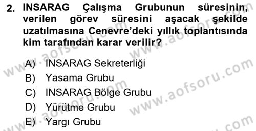Arama Kurtarma Bilgisi ve Etik Değerler Dersi 2018 - 2019 Yılı Yaz Okulu Sınav Soruları 2. Soru