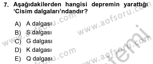 Arama Kurtarma Bilgisi ve Etik Değerler Dersi 2018 - 2019 Yılı Yaz Okulu Sınav Soruları 7. Soru