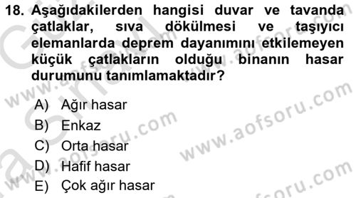 Arama Kurtarma Bilgisi ve Etik Değerler Dersi Ara Sınavı Deneme Sınav Soruları 18. Soru
