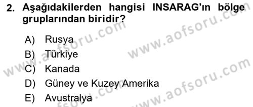 Arama Kurtarma Bilgisi ve Etik Değerler Dersi Ara Sınavı Deneme Sınav Soruları 2. Soru