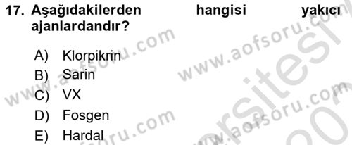 Arama Kurtarma Bilgisi ve Etik Değerler Dersi 2020 - 2021 Yılı Yaz Okulu Sınav Soruları 17. Soru