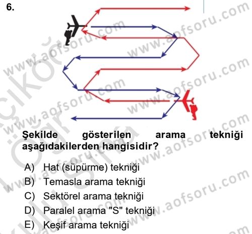 Arama Kurtarma Bilgisi ve Etik Değerler Dersi 2020 - 2021 Yılı Yaz Okulu Sınav Soruları 6. Soru