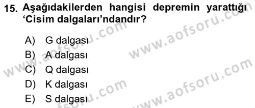 Arama Kurtarma Bilgisi ve Etik Değerler Dersi 2021 - 2022 Yılı (Vize) Ara Sınavı 15. Soru