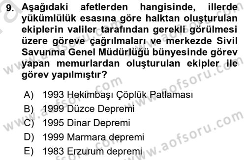 Arama Kurtarma Bilgisi ve Etik Değerler Dersi 2021 - 2022 Yılı (Vize) Ara Sınavı 9. Soru