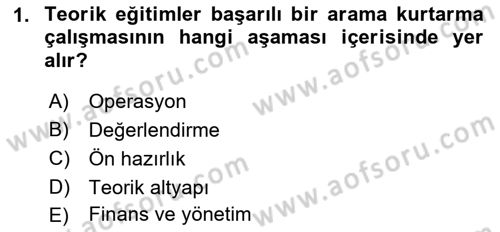 Arama Kurtarma Bilgisi ve Etik Değerler Dersi Ara Sınavı Deneme Sınav Soruları 1. Soru