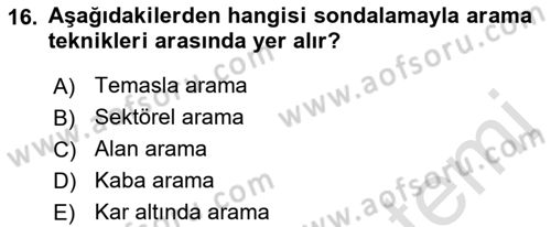 Arama Kurtarma Bilgisi ve Etik Değerler Dersi Ara Sınavı Deneme Sınav Soruları 16. Soru