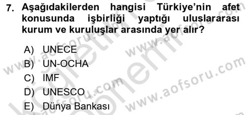 Arama Kurtarma Bilgisi ve Etik Değerler Dersi Ara Sınavı Deneme Sınav Soruları 7. Soru