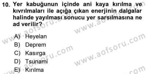Arama Kurtarma Bilgisi ve Etik Değerler Dersi 2022 - 2023 Yılı Yaz Okulu Sınav Soruları 10. Soru