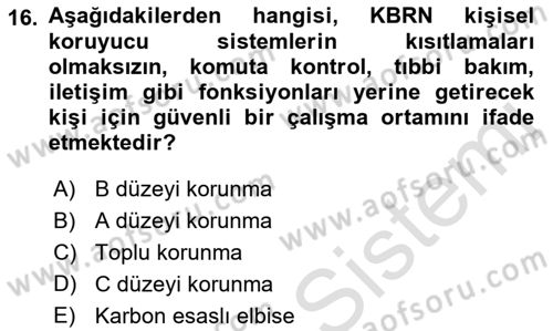 Arama Kurtarma Bilgisi ve Etik Değerler Dersi 2022 - 2023 Yılı Yaz Okulu Sınav Soruları 16. Soru