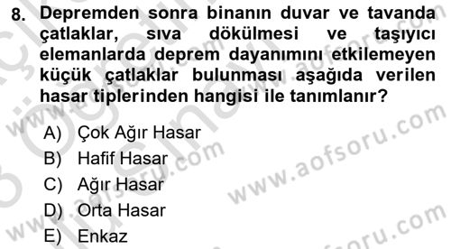 Arama Kurtarma Bilgisi ve Etik Değerler Dersi 2022 - 2023 Yılı Yaz Okulu Sınav Soruları 8. Soru