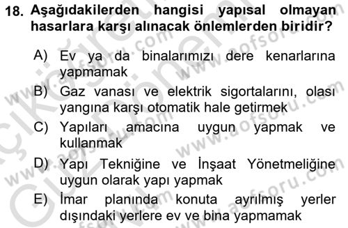 Arama Kurtarma Bilgisi ve Etik Değerler Dersi Ara Sınavı Deneme Sınav Soruları 18. Soru