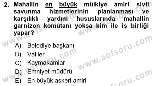 Arama Kurtarma Bilgisi ve Etik Değerler Dersi Ara Sınavı Deneme Sınav Soruları 2. Soru