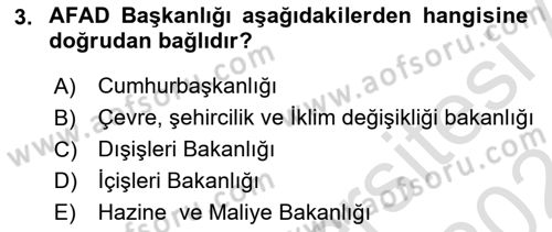 Arama Kurtarma Bilgisi ve Etik Değerler Dersi Ara Sınavı Deneme Sınav Soruları 3. Soru