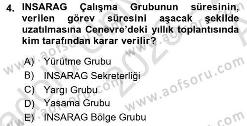 Arama Kurtarma Bilgisi ve Etik Değerler Dersi Ara Sınavı Deneme Sınav Soruları 4. Soru
