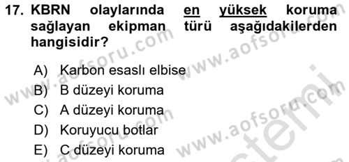 Arama Kurtarma Bilgisi ve Etik Değerler Dersi 2023 - 2024 Yılı Yaz Okulu Sınavı 17. Soru