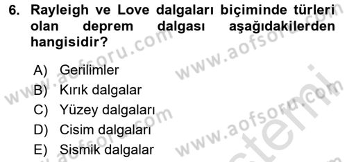 Arama Kurtarma Bilgisi ve Etik Değerler Dersi 2023 - 2024 Yılı Yaz Okulu Sınav Soruları 6. Soru