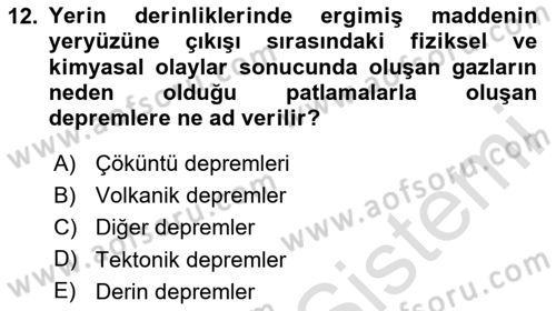 Arama Kurtarma Bilgisi ve Etik Değerler Dersi 2024 - 2025 Yılı (Vize) Ara Sınav Soruları 12. Soru