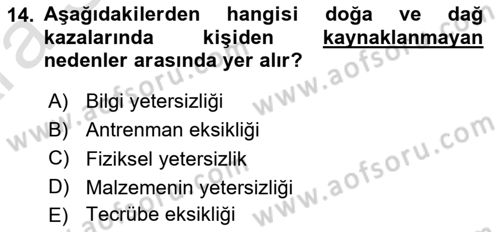 Arama Kurtarma Bilgisi ve Etik Değerler Dersi 2024 - 2025 Yılı (Vize) Ara Sınav Soruları 14. Soru