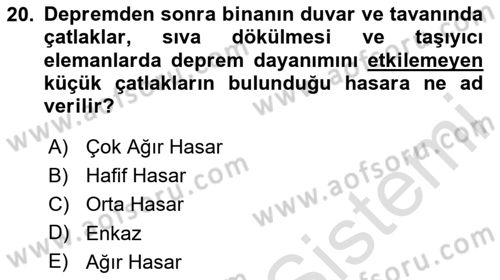 Arama Kurtarma Bilgisi ve Etik Değerler Dersi 2024 - 2025 Yılı (Vize) Ara Sınav Soruları 20. Soru