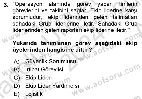 Arama Kurtarma Bilgisi ve Etik Değerler Dersi 2024 - 2025 Yılı (Vize) Ara Sınav Soruları 3. Soru