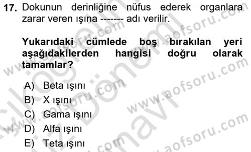 Arama Kurtarma Bilgisi ve Etik Değerler Dersi 2024 - 2025 Yılı (Final) Dönem Sonu Sınav Soruları 17. Soru