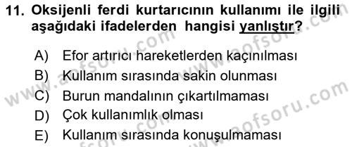 Arama Kurtarma Bilgisi ve Etik Değerler Dersi 2024 - 2025 Yılı Yaz Okulu Sınav Soruları 11. Soru