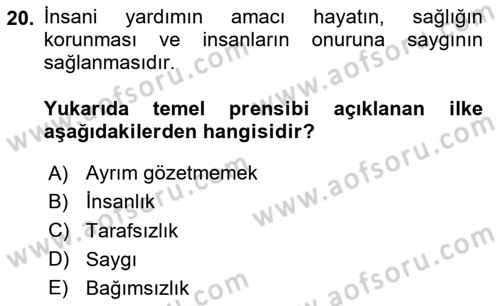 Arama Kurtarma Bilgisi ve Etik Değerler Dersi 2024 - 2025 Yılı Yaz Okulu Sınav Soruları 20. Soru