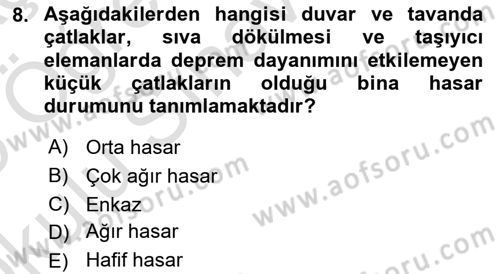 Arama Kurtarma Bilgisi ve Etik Değerler Dersi 2024 - 2025 Yılı Yaz Okulu Sınav Soruları 8. Soru