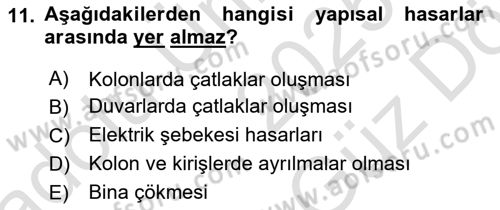 Arama Kurtarma Bilgisi ve Etik Değerler Dersi 2025 - 2026 Yılı (Vize) Ara Sınav Soruları 11. Soru