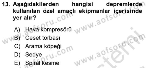 Arama Kurtarma Bilgisi ve Etik Değerler Dersi 2025 - 2026 Yılı (Vize) Ara Sınav Soruları 13. Soru