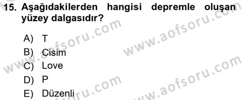 Arama Kurtarma Bilgisi ve Etik Değerler Dersi 2025 - 2026 Yılı (Vize) Ara Sınav Soruları 15. Soru