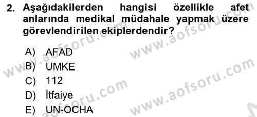 Arama Kurtarma Bilgisi ve Etik Değerler Dersi 2025 - 2026 Yılı (Vize) Ara Sınav Soruları 2. Soru