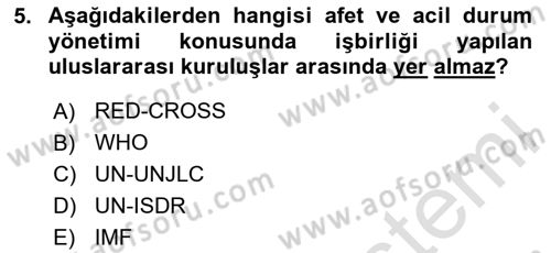 Arama Kurtarma Bilgisi ve Etik Değerler Dersi 2025 - 2026 Yılı (Vize) Ara Sınav Soruları 5. Soru
