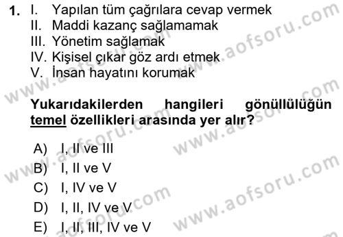 Arama Kurtarma Bilgisi ve Etik Değerler Dersi 2025 - 2026 Yılı (Final) Dönem Sonu Sınav Soruları 1. Soru