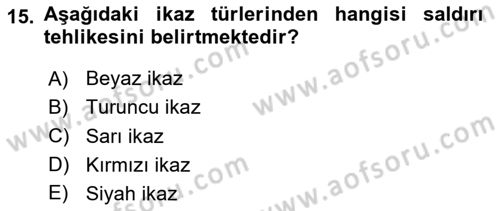 Arama Kurtarma Bilgisi ve Etik Değerler Dersi 2025 - 2026 Yılı (Final) Dönem Sonu Sınav Soruları 15. Soru