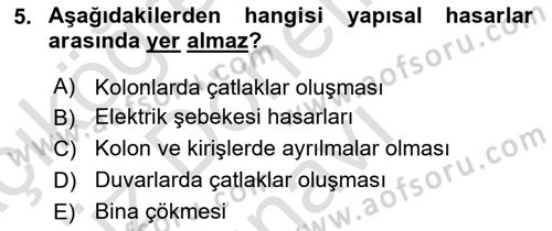 Arama Kurtarma Bilgisi ve Etik Değerler Dersi 2025 - 2026 Yılı (Final) Dönem Sonu Sınav Soruları 5. Soru