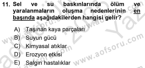 Arama Kurtarma Bilgisi ve Etik Değerler Dersi 2025 - 2026 Yılı Yaz Okulu Sınav Soruları 11. Soru