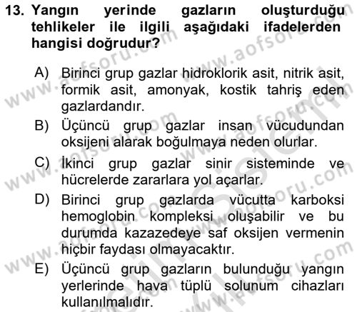 Arama Kurtarma Bilgisi ve Etik Değerler Dersi 2025 - 2026 Yılı Yaz Okulu Sınav Soruları 13. Soru