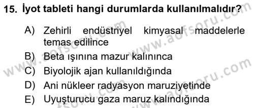 Arama Kurtarma Bilgisi ve Etik Değerler Dersi 2025 - 2026 Yılı Yaz Okulu Sınav Soruları 15. Soru