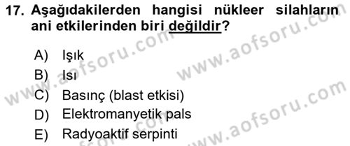 Arama Kurtarma Bilgisi ve Etik Değerler Dersi 2025 - 2026 Yılı Yaz Okulu Sınav Soruları 17. Soru