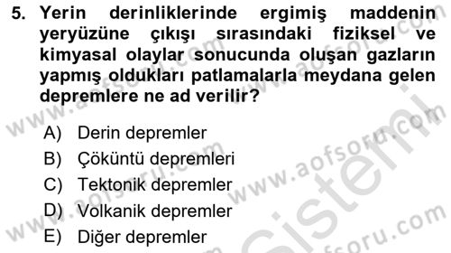 Arama Kurtarma Bilgisi ve Etik Değerler Dersi 2025 - 2026 Yılı Yaz Okulu Sınav Soruları 5. Soru