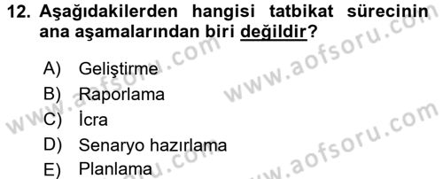 Afet Senaryosu ve Tatbikatlar Dersi 2017 - 2018 Yılı (Final) Dönem Sonu Sınav Soruları 12. Soru