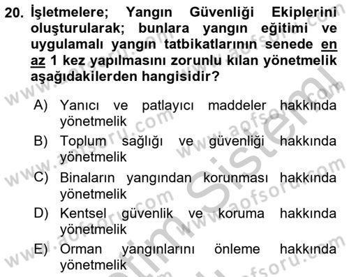 Afet Senaryosu ve Tatbikatlar Dersi 2018 - 2019 Yılı Yaz Okulu Sınav Soruları 20. Soru