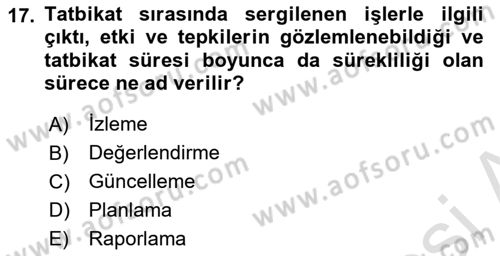 Afet Senaryosu ve Tatbikatlar Dersi 2021 - 2022 Yılı (Final) Dönem Sonu Sınav Soruları 17. Soru